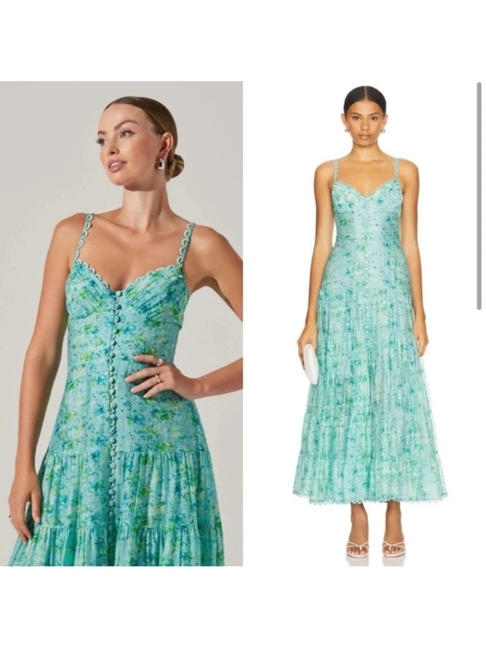 ASTR the Label Tazia Dress in Blue Floral Large New Womens Maxi Gown - Picture 8 of 11